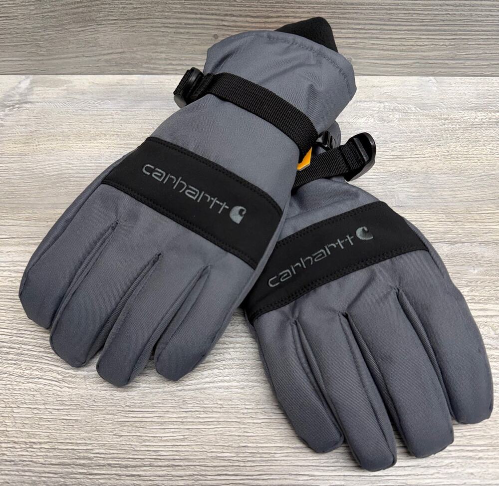 Carhartt Mens Waterproof Insulated Work Gloves Size L Gray Black GL0511-M